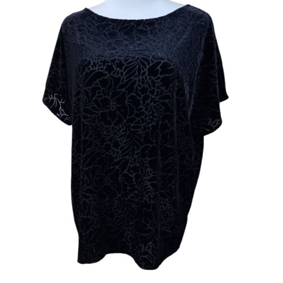 NEW RALPH LAUREN Velvet Burnout Top Blouse Loose Medium Dressy Career Layer Goth - Picture 3 of 8